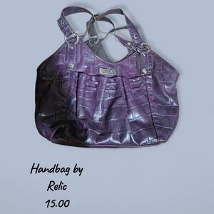 Relic Croc-Embossed Purple Shoulder Bag